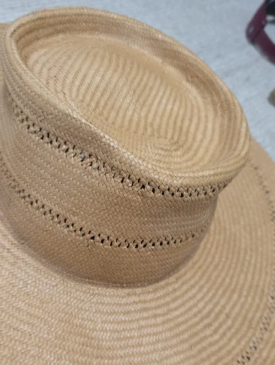 Straw Wide-Brim Boater Hat in Natural - Picture 4 of 8